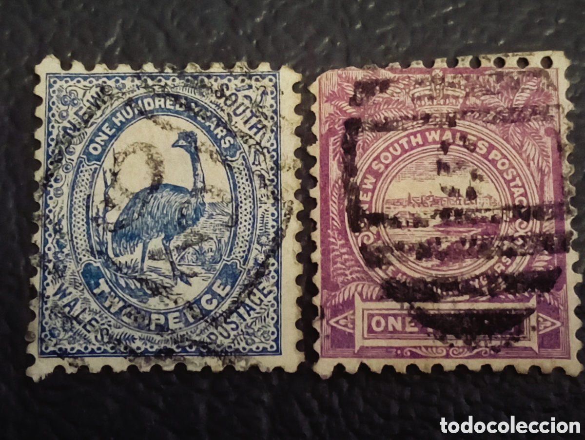 Sellos: Lote 2 Sellos Nueva Gales del Sur 1888 - Centenario - Scott #77 y #78 / SG 253 y 254