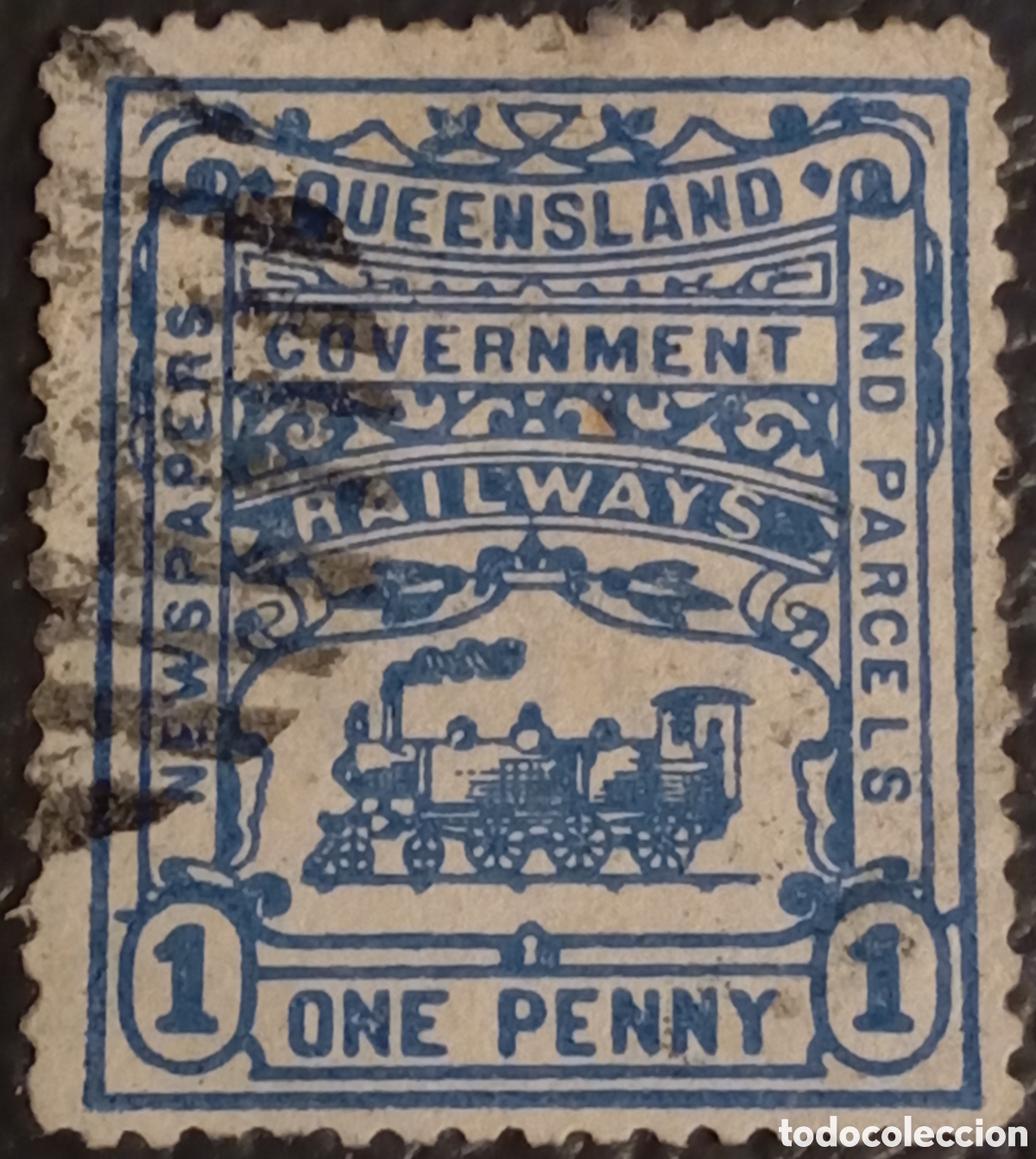 Sellos: Sello Ferrocarril Queensland 1d Azul (1894-1906) - Elsmore RB66.1