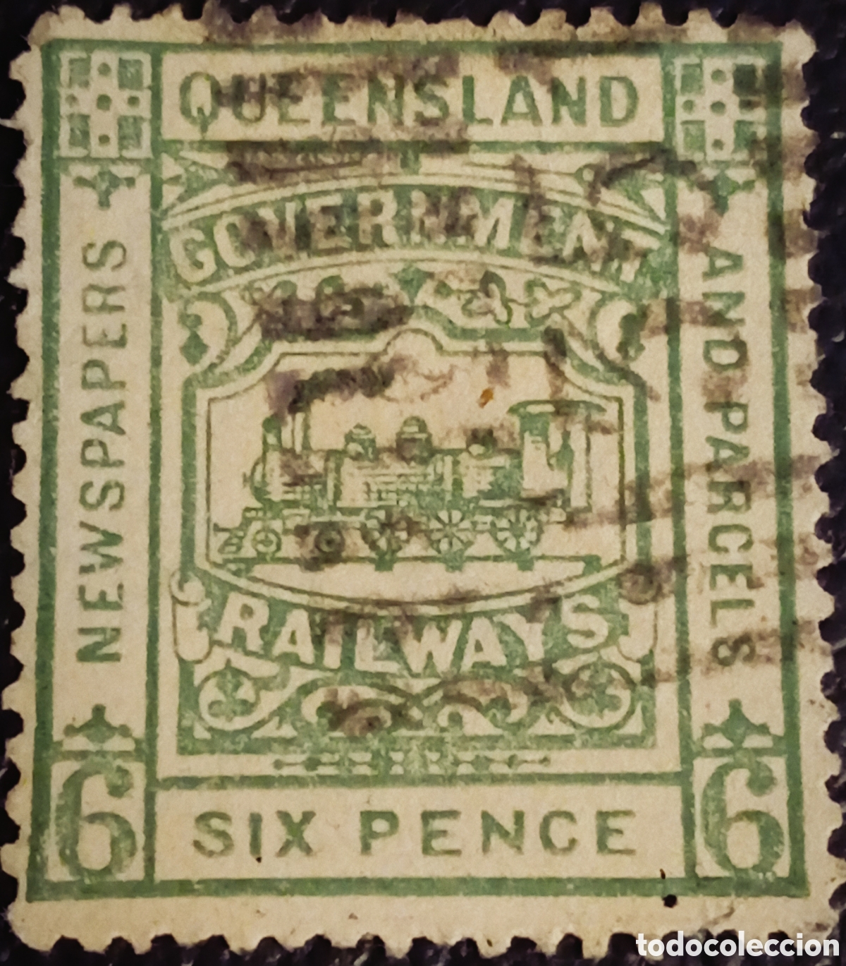 Sellos: Sello Ferrocarril Queensland 1901 - 6 Peniques Verde (Newspapers & Parcels) #11