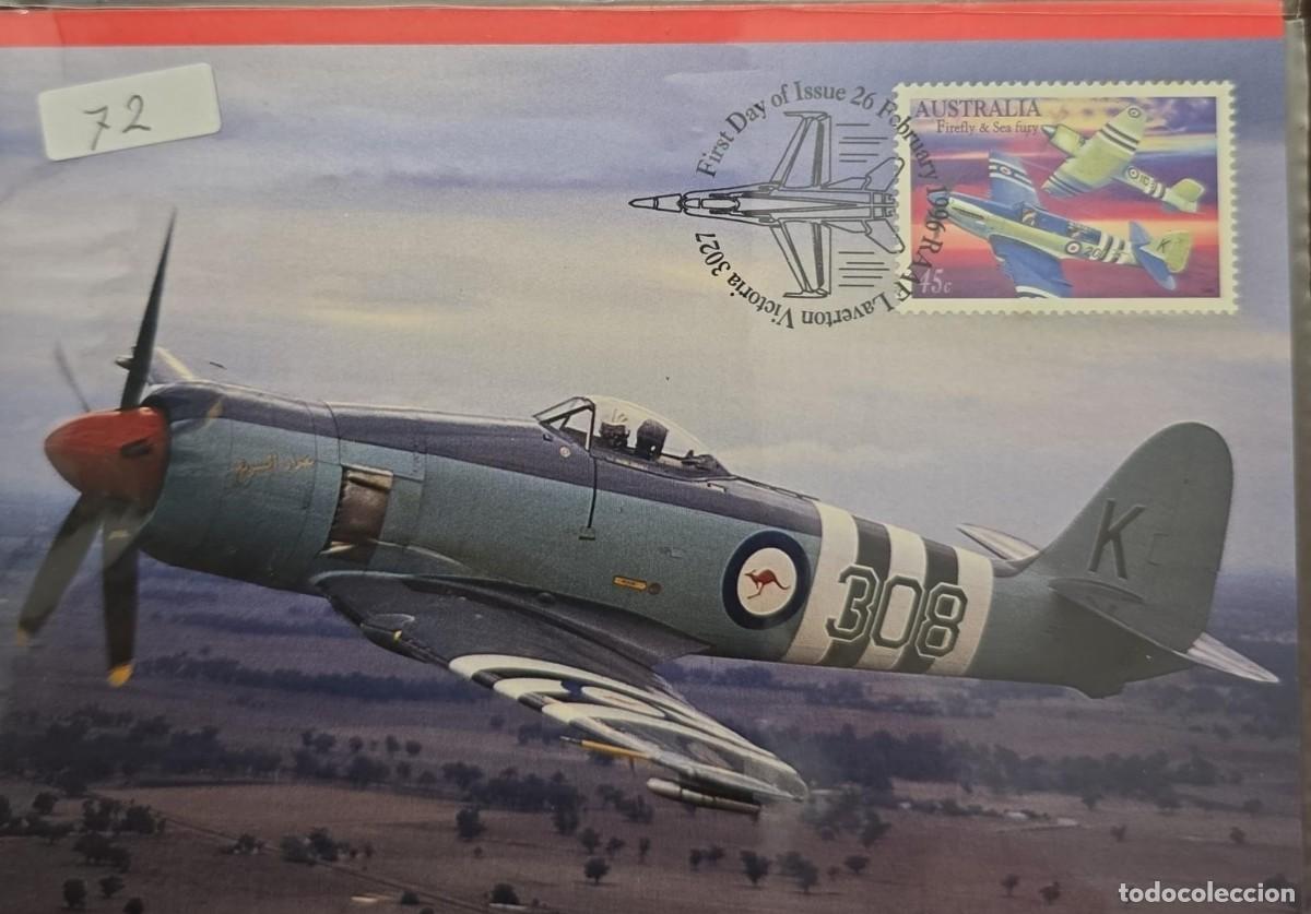 Sellos: O) 1996 AUSTRALIA, SECOND WORLD WAR, FIREFLY AND SEA FURY, BRITISH BOATED FIGHTER, MAXIMUM CARD XF