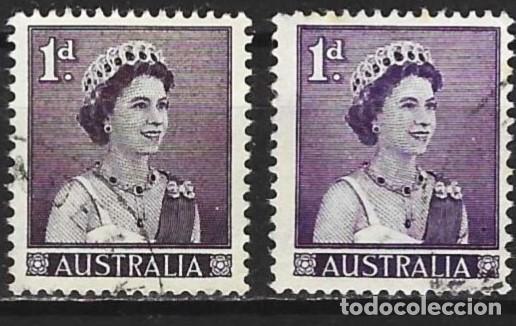 Sellos: Australia 1959 - Mi 288 - YT 249 - Reina Isabel II ( 2 tonos )