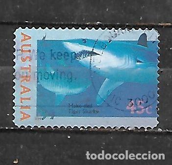 Sellos: 1995: Fauna marina - Tiburones tigre y mako (usado) autoadhesivo