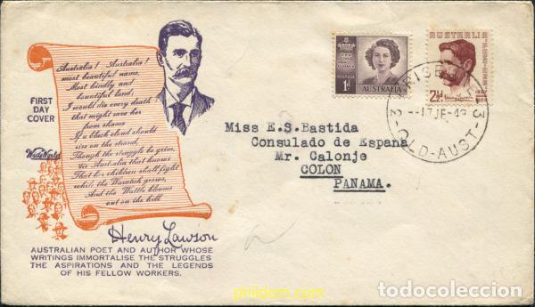 Sellos: 789470 USED AUSTRALIA 1949 EN RECUERDO DEL POETA HENRY LAWSON
