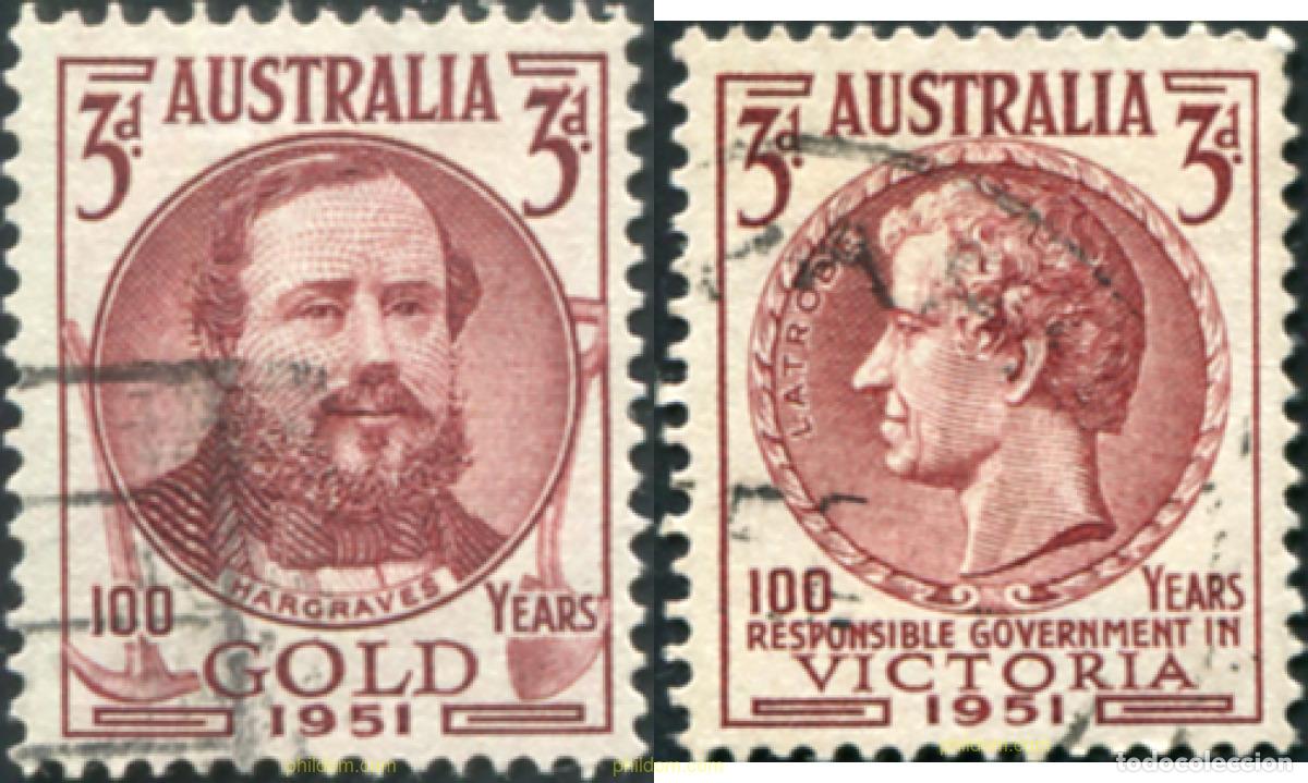 Sellos: 789475 USED AUSTRALIA 1951 CENTENARIO DEL DESCUBRIMIENTO DEL ORO Y DEL GOBIERNO DE LA COLONIA DE VI