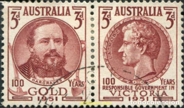 Sellos: 789476 USED AUSTRALIA 1951 CENTENARIO DEL DESCUBRIMIENTO DEL ORO Y DEL GOBIERNO DE LA COLONIA DE VI
