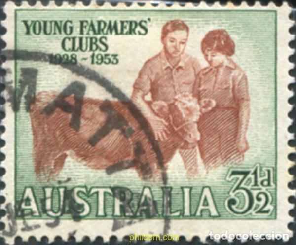 Sellos: 789495 USED AUSTRALIA 1953 25 ANIVERSARIO DEL CLUB DE JOVENES GRANJEROS