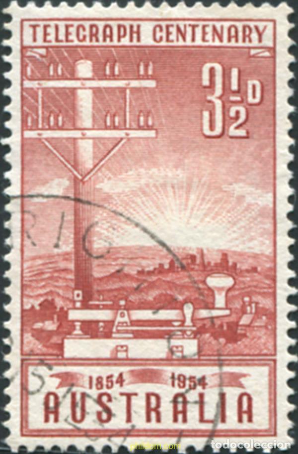 Sellos: 789502 USED AUSTRALIA 1954 CENTENARIO DEL TELEGRAFO AUSTRALIANO