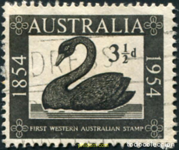 Sellos: 789506 USED AUSTRALIA 1954 CENTENARIO DEL PRIMER SELLO DE AUSTRALIA OCCIDENTAL