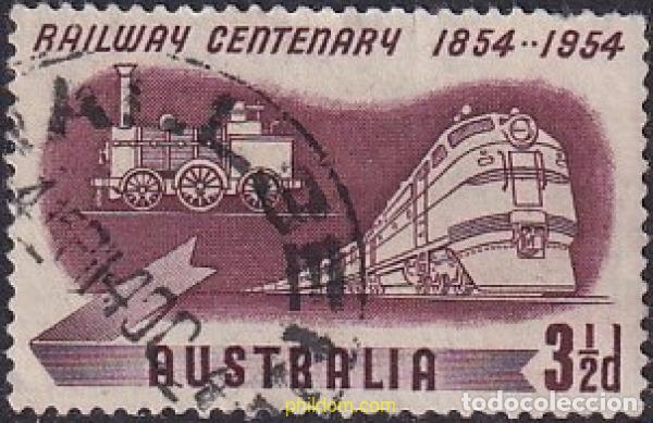 Sellos: 754524 USED AUSTRALIA 1954 CENTENARIO DE LOS FERROCARRILES AUSTRALIANOS