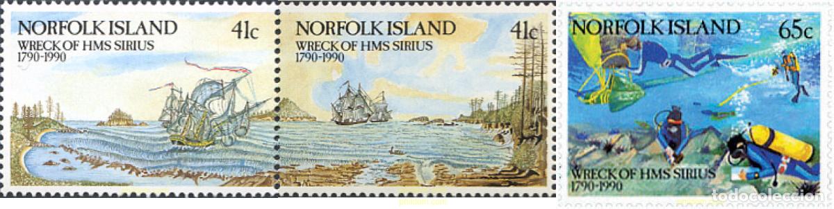 Sellos: 584133 MNH NORFOLK 1990 200 ANIVERSARIO DEL NAUFRAGIO DEL HMS SIRIUS