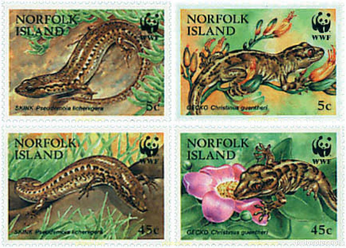Sellos: 94840 MNH NORFOLK 1996 SKINK Y GECO DE LA ISLA DE LORD HOWE