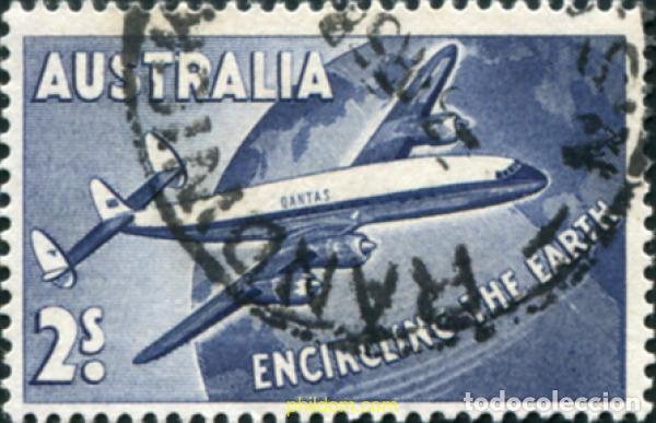 Sellos: 211682 USED AUSTRALIA 1958 VUELO COMERCIAL DE QANTAS ALREDEDOR DEL MUNDO