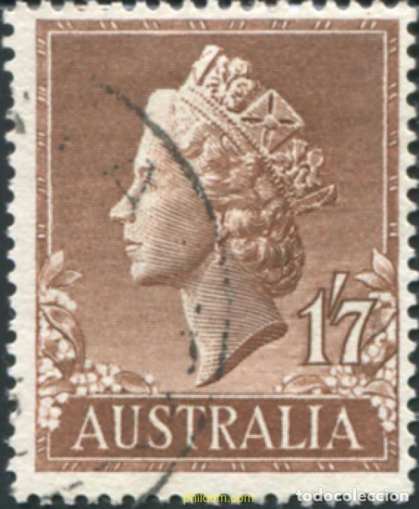 Sellos: 789561 USED AUSTRALIA 1957 REINA ISABEL II Y ABORIGEN