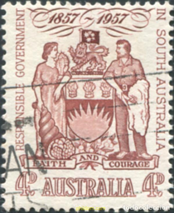 Sellos: 789575 USED AUSTRALIA 1957 CENTENARIO DEL GOBIERNO EN AUSTRALIA DEL SUR