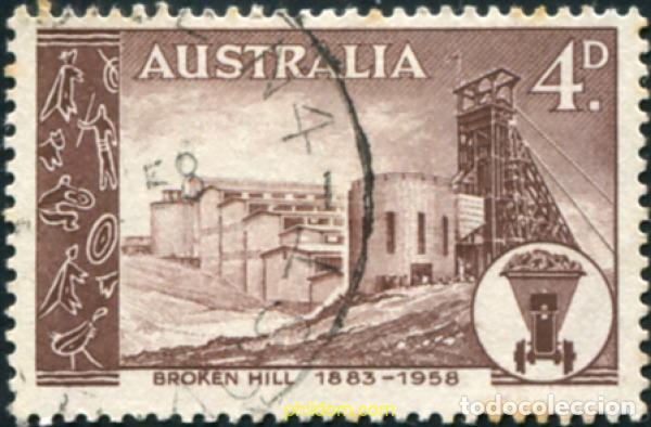 Sellos: 789591 USED AUSTRALIA 1958 75 ANIVERSARIO DE LA CONCESION MINERA DE BROKEN HILL
