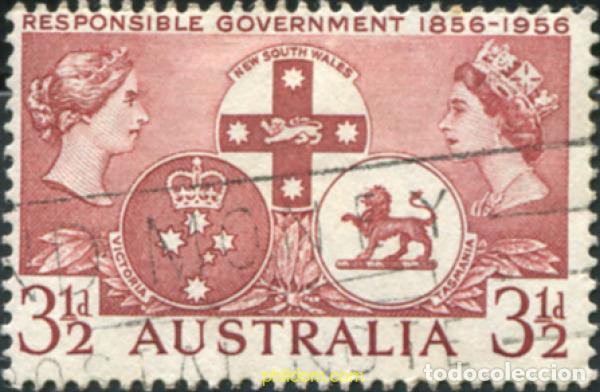 Sellos: 789567 USED AUSTRALIA 1956 CENTENARIO DEL GOBIERNO EN NUEVA GALES DEL SUR, VICTORIA Y TASMANIA