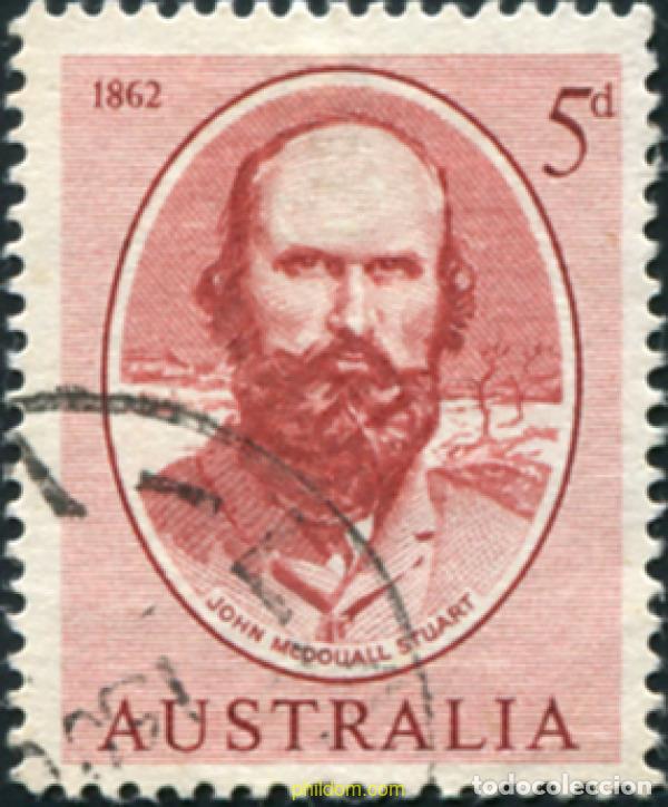 Sellos: 789651 USED AUSTRALIA 1962 50 ANIVERSARIO DE LA TRAVESIA SUR-NORTE POR J.McDouall Stuart