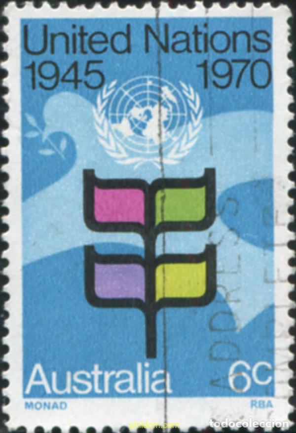 Sellos: 790216 USED AUSTRALIA 1970 25 ANIVERSARIO DE LA ONU