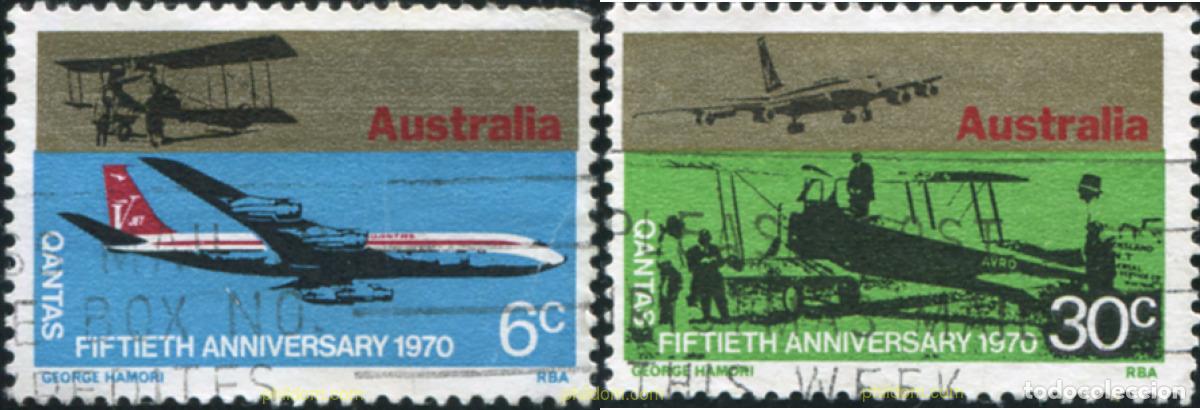 Sellos: 790217 USED AUSTRALIA 1970 50 ANIVERSARIO DE LA QUANTAS AIRWAYS