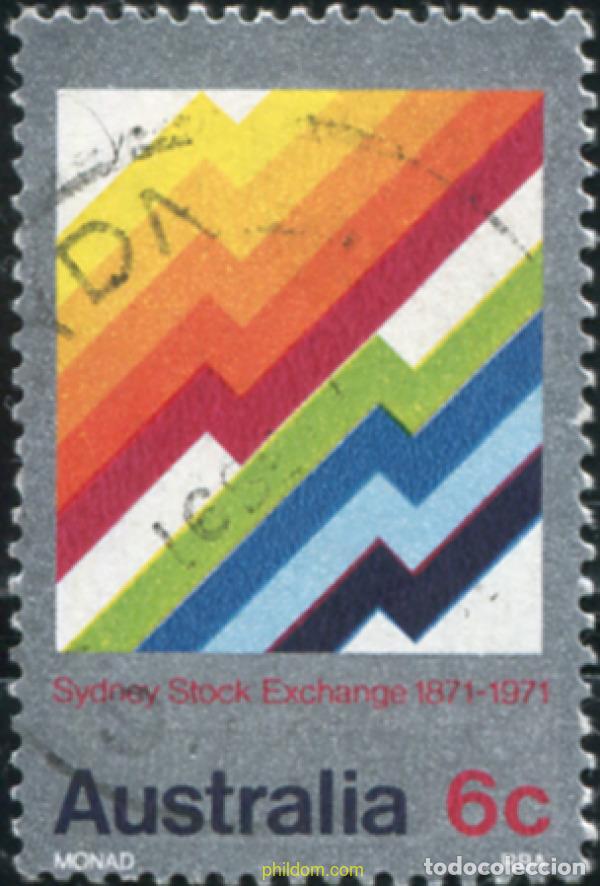 Sellos: 790234 USED AUSTRALIA 1971 100 ANIVERSARIO DE LA BOLSA DE VALORES DE SIDNEY