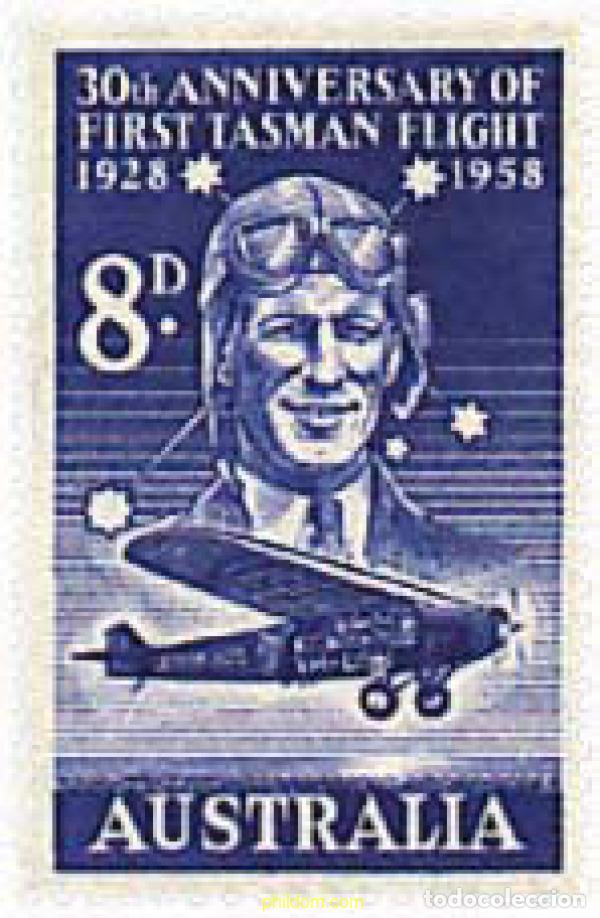 Sellos: 42934 MNH AUSTRALIA 1958 30 ANIVERSARIO DEL PRIMER VUELO SOBRE EL MAR DE TASMANIA
