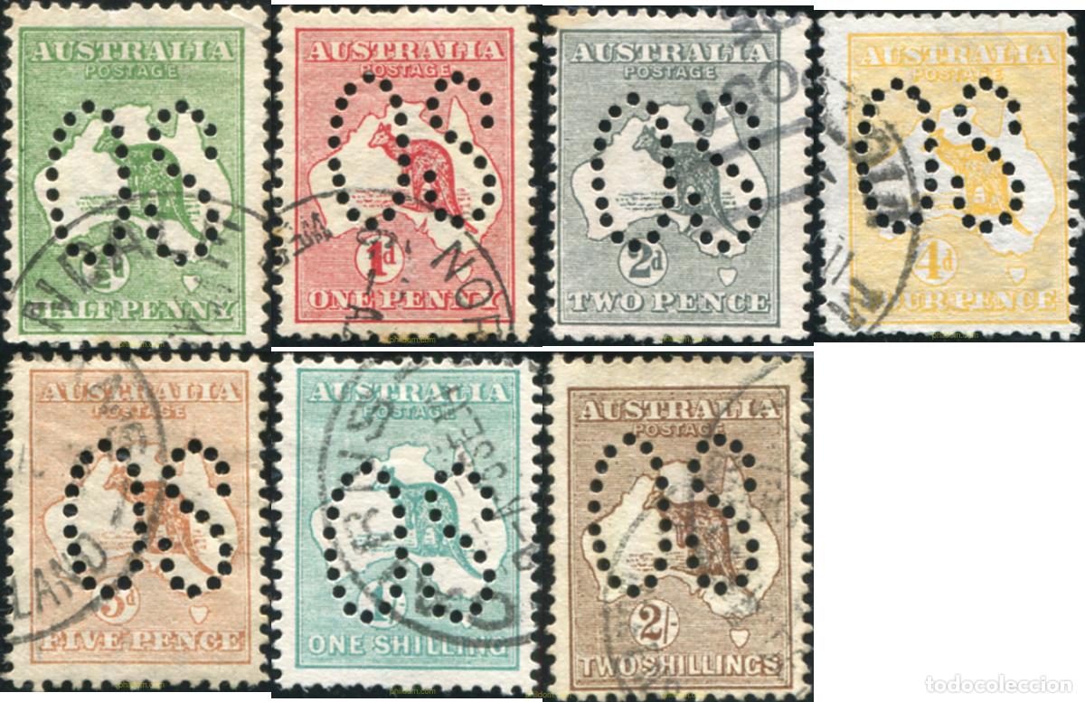 Sellos: 790386 USED AUSTRALIA 1913 SELLOS DE 1912-13 PERFORADOS