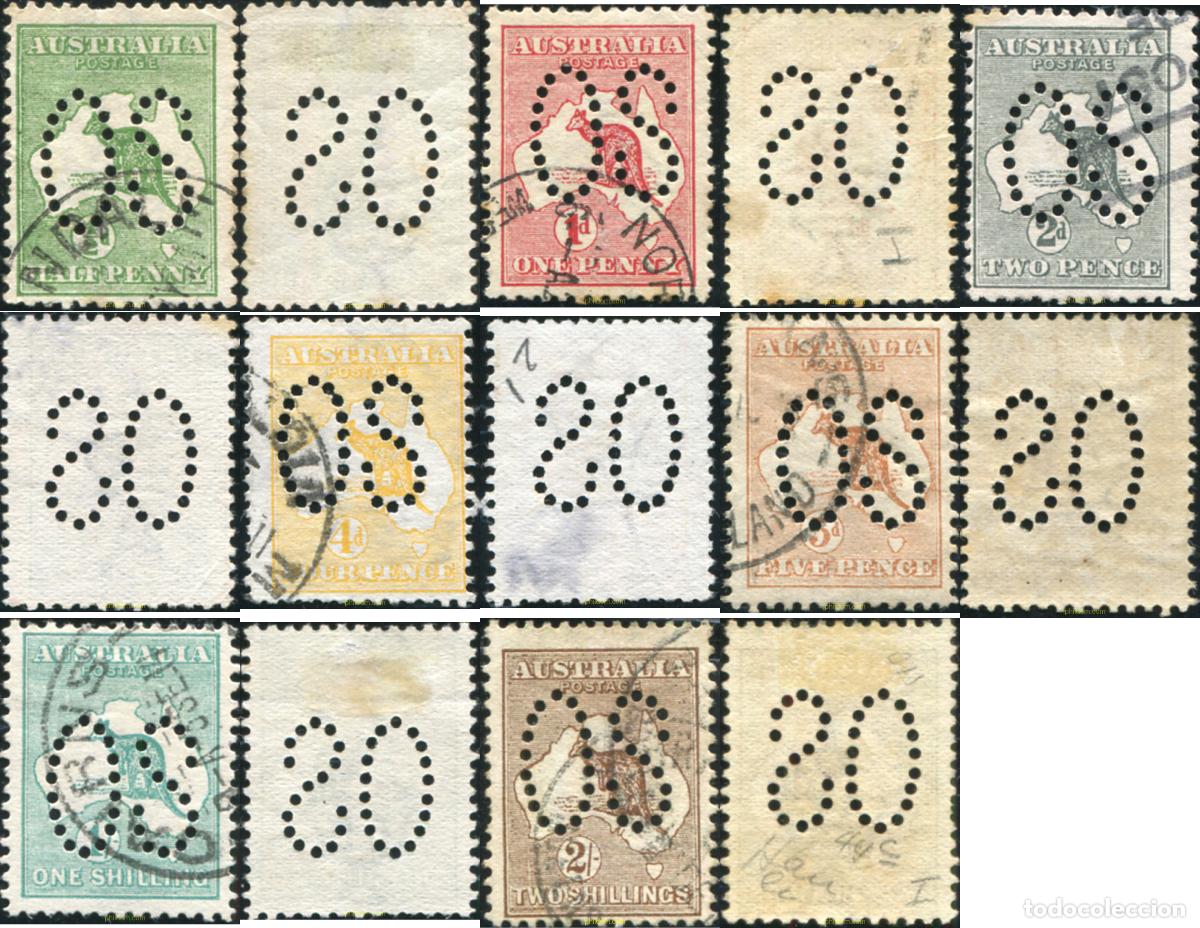 Sellos: 790386 USED AUSTRALIA 1913 SELLOS DE 1912-13 PERFORADOS
