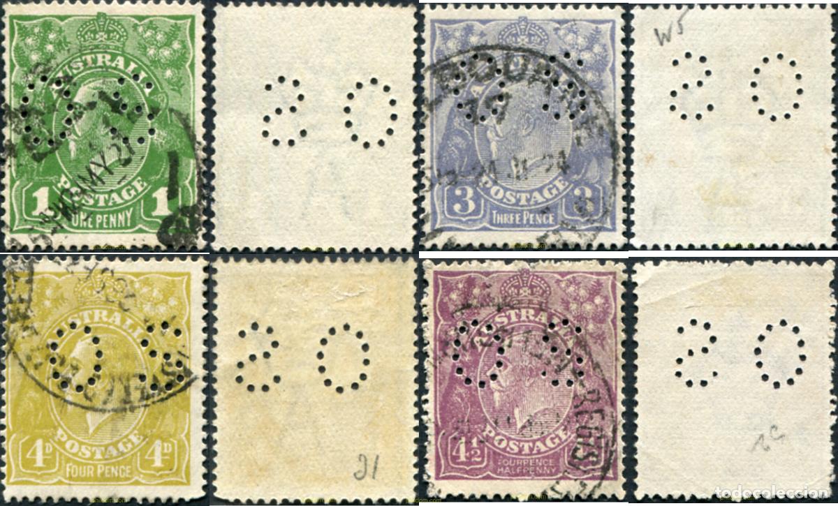 Sellos: 790675 USED AUSTRALIA 1924 SELLOS DE 1923-24 PERFORADOS