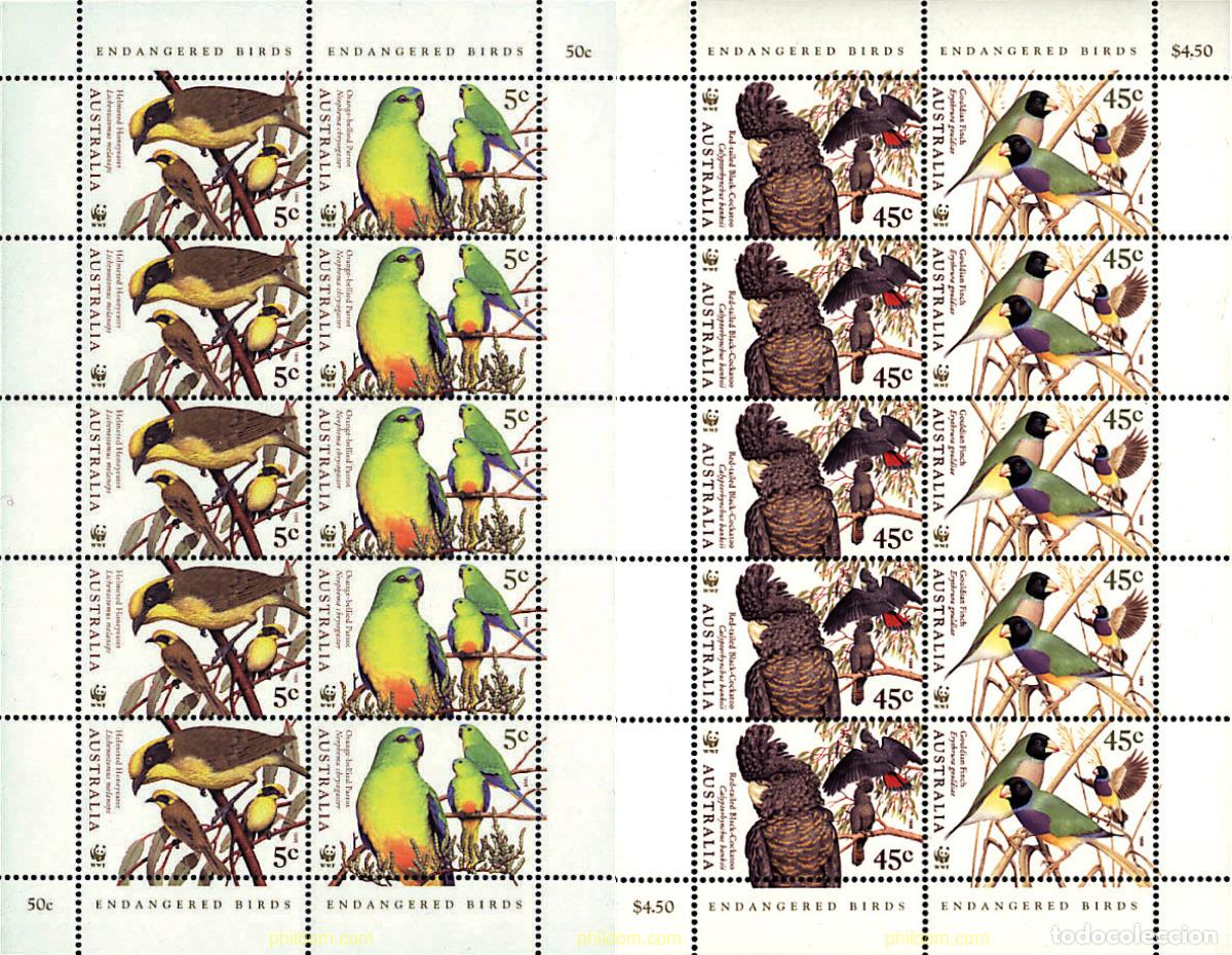 Sellos: 12684 MNH AUSTRALIA 1998 AVES DE AUSTRALIA EN PELIGRO DE EXTINCION