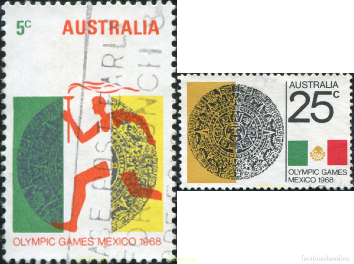 Sellos: 211654 USED AUSTRALIA 1968 19 JUEGOS OLIMPICOS VERANO MEXICO 1968