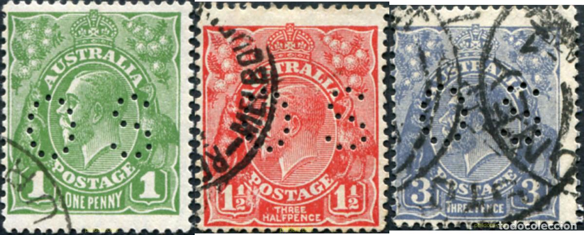 Sellos: 790703 USED AUSTRALIA 1928 SELLOS DE 1926-28 PERFORADOS
