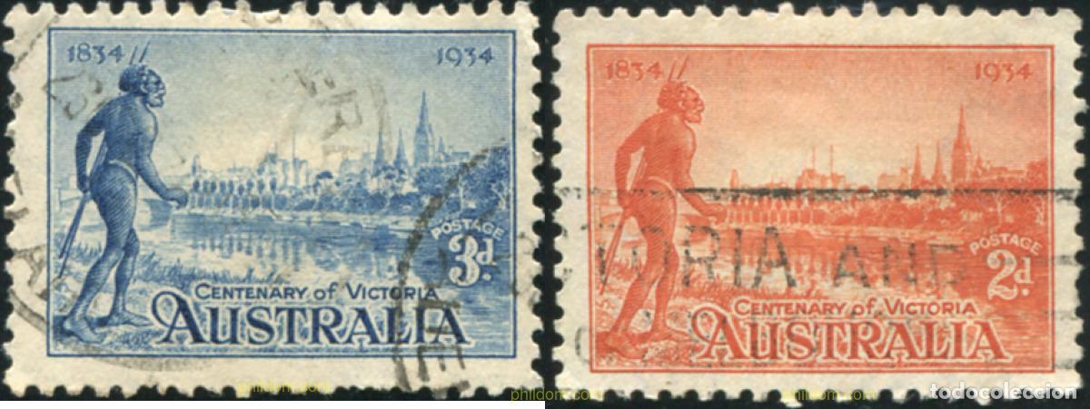 Sellos: 211689 USED AUSTRALIA 1934 CENTENARIO DE LA COLONIA DE VICTORIA