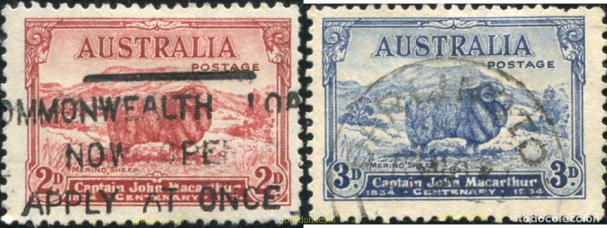 Sellos: 791054 USED AUSTRALIA 1934 CENTENARIO DE LA MUERTE DEL CAPITAN MACARTHUR