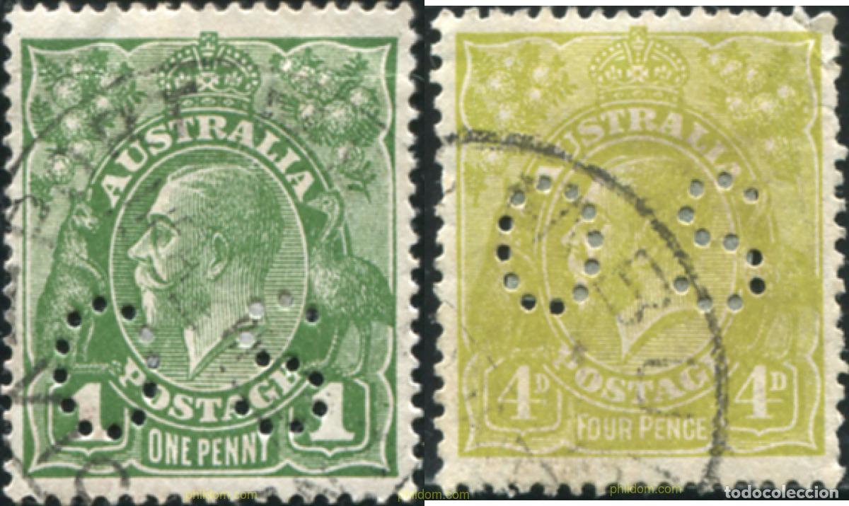 Sellos: 791066 USED AUSTRALIA 1924 SELLOS DE 1923-24 PERFORADOS