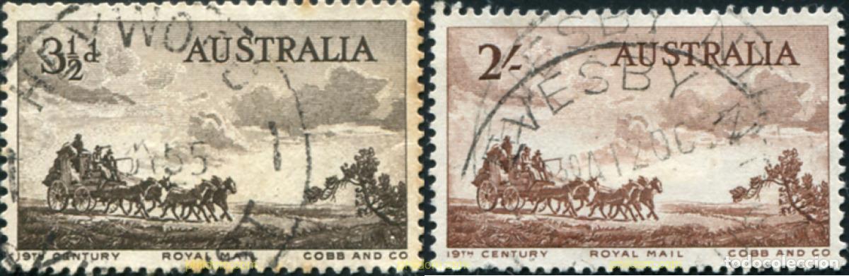Sellos: 211661 USED AUSTRALIA 1955 COMMEMORACION DEL TRANSPORTE POSTAL S.XIX.