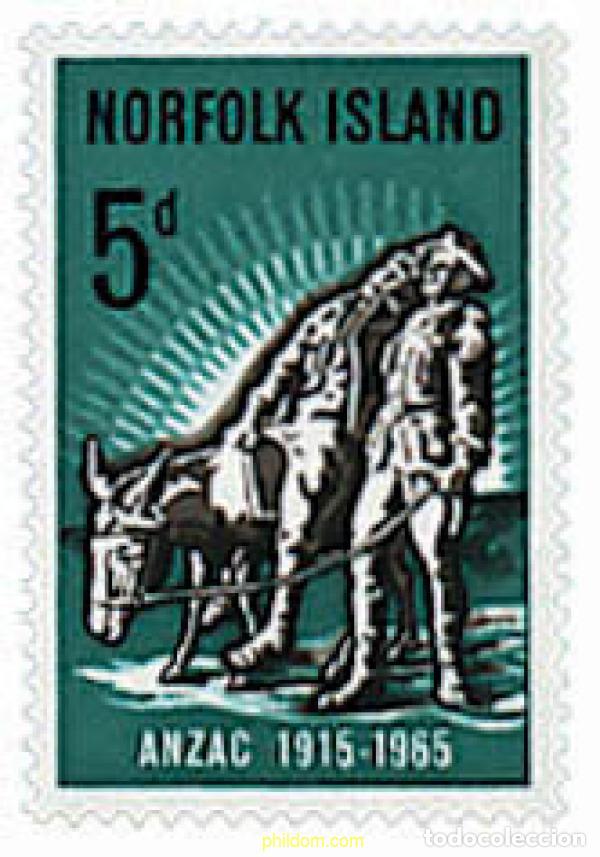 Sellos: 44839 MNH NORFOLK 1965 50 ANIVERSARIO DE LA LLEGADA DE LAS TROPAS ANZAC A EUROPA