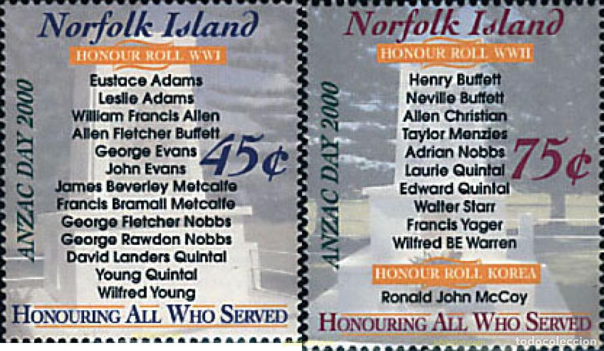 Sellos: 69275 MNH NORFOLK 2000 DIA DE LAS ANZAC