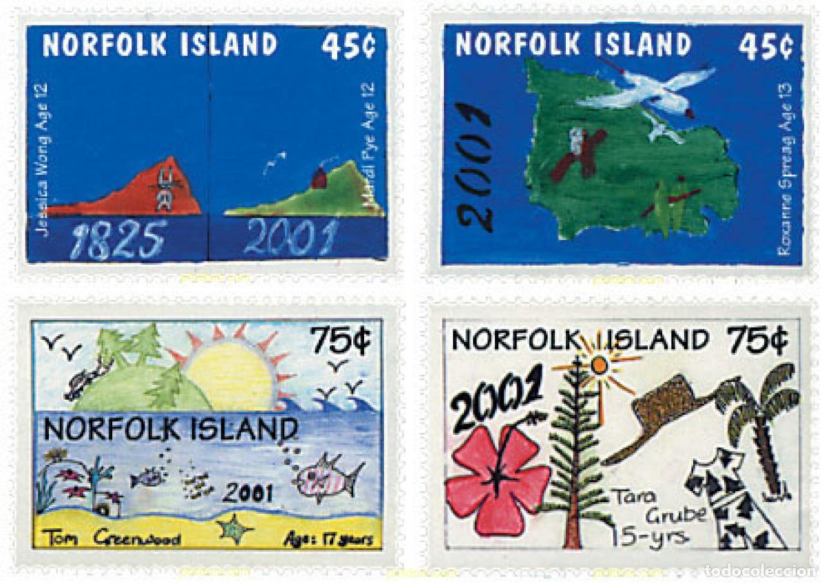Sellos: 94845 MNH NORFOLK 2000 MILENIO. DIBUJOS DE JOVENES