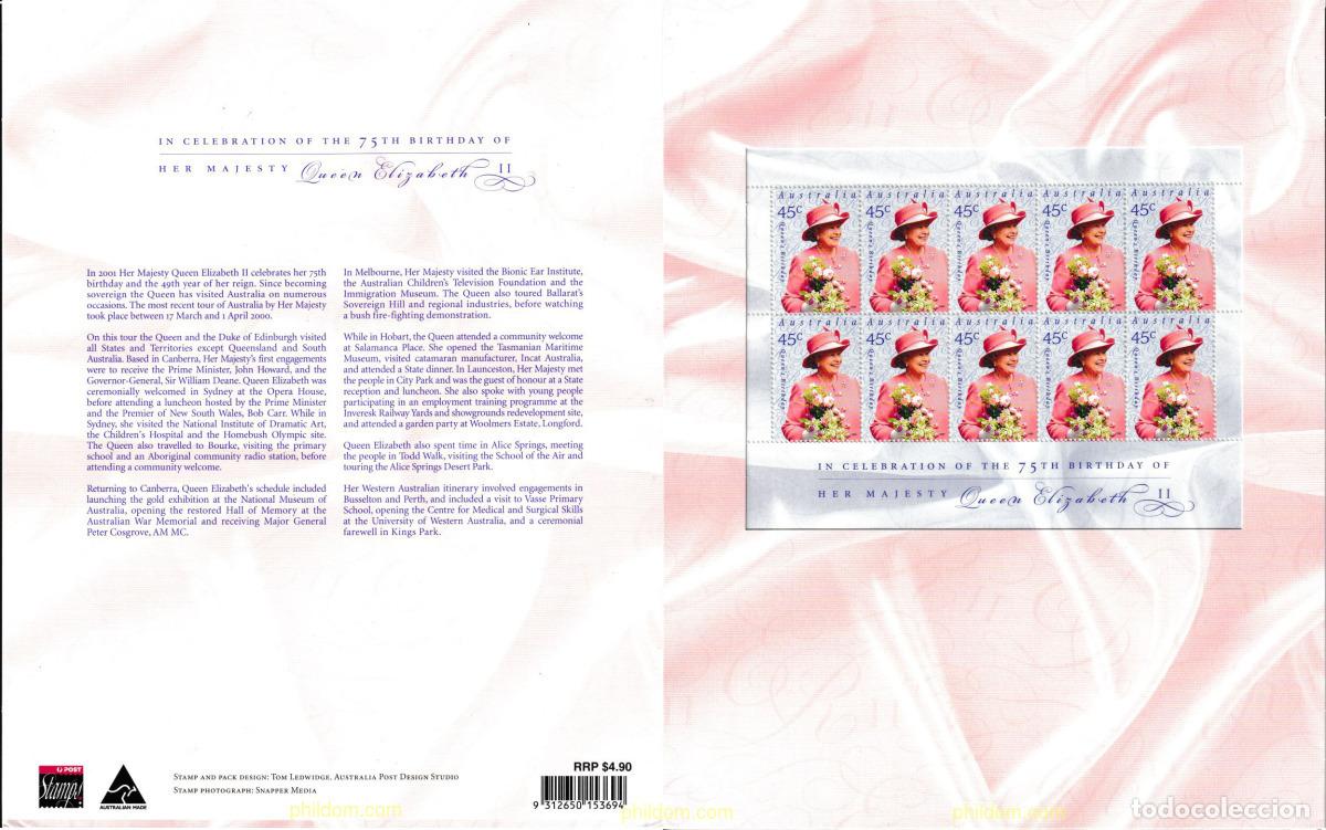 Sellos: 607809 MNH AUSTRALIA 2001 75 ANIVERSARIO DE LA REINA ISABEL II