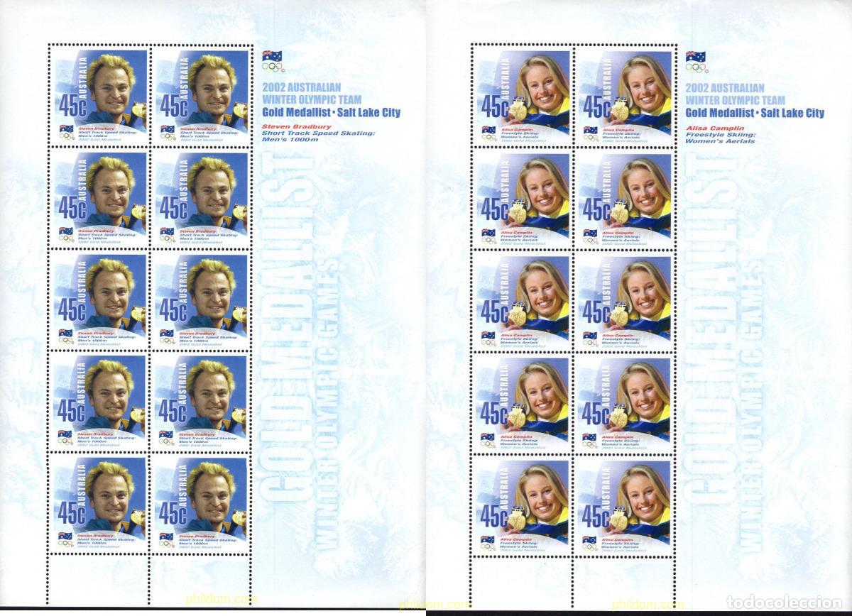 Sellos: 252253 MNH AUSTRALIA 2002 MEDALLAS DE LOS 19 JUEGOS OLIMPICOS DE INVIERNO. SALT LAKE CITY 2002