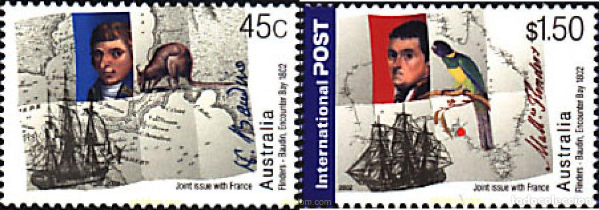Sellos: 89782 MNH AUSTRALIA 2002 2 CENTENARIO DEL REENCUENTRO DE LOS NAVEGANTES NICOLAS BAUDIN Y MATTHEW FL