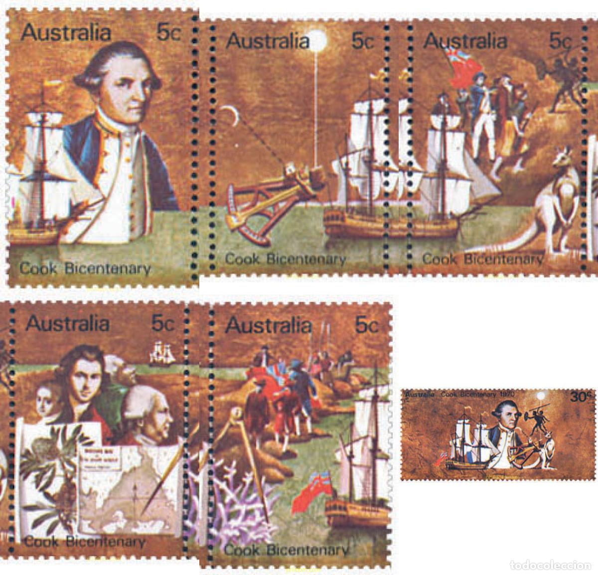 Sellos: 103570 MNH AUSTRALIA 1970 200 ANIVERSARIO DEL DESCUBRIMIENTO DE AUSTRALIA