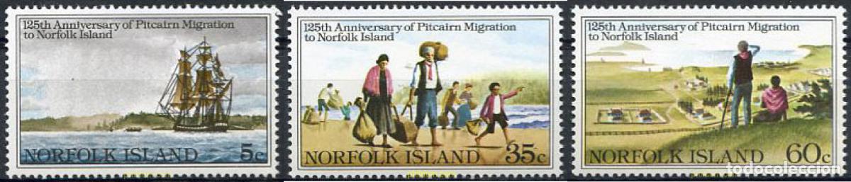 Sellos: 104210 MNH NORFOLK 1981 125 ANIVERSARIO DE LA EMIGRACION DE LA ISLA PITCAIRN A NORFOLK