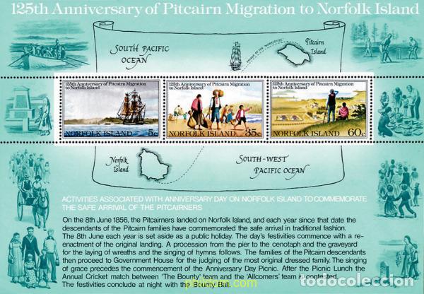 Sellos: 104208 MNH NORFOLK 1981 125 ANIVERSARIO DE LA EMIGRACION DE LA ISLA PITCAIRN A NORFOLK