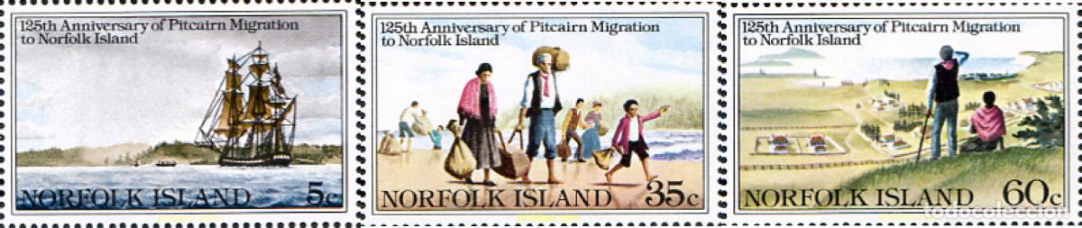Sellos: 104209 MNH NORFOLK 1981 125 ANIVERSARIO DE LA EMIGRACION DE LA ISLA PITCAIRN A NORFOLK