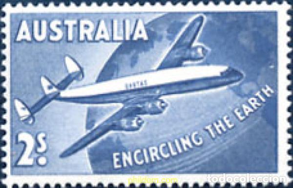 Sellos: 122255 HINGED AUSTRALIA 1958 VUELO COMERCIAL DE QANTAS ALREDEDOR DEL MUNDO
