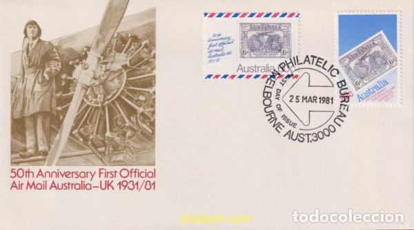Sellos: 439505 MNH AUSTRALIA 1981 50 ANIVERSARIO DEL PRIMER CORREO AEREO ENTRE AUSTRALIA Y GRAN BRETA&Ntilde;A