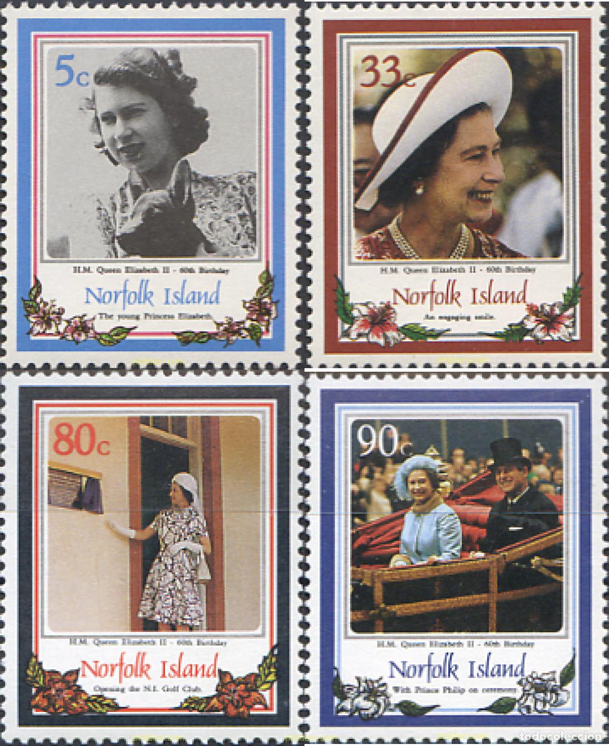 Sellos: 212573 MNH NORFOLK 1986 60 ANIVERSARIO DE LA REINA ISABEL II