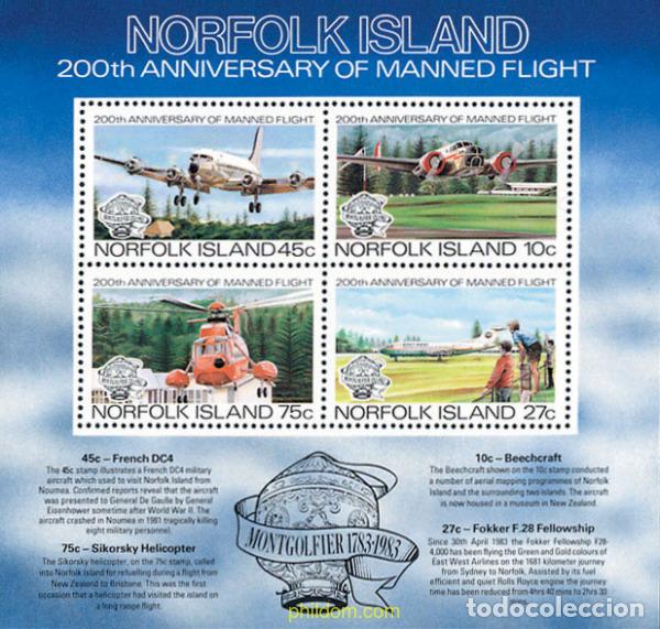 Sellos: 147979 MNH NORFOLK 1983 200 ANIVERSARIO DE LA PRIMERA ASCENSION EN GLOBO
