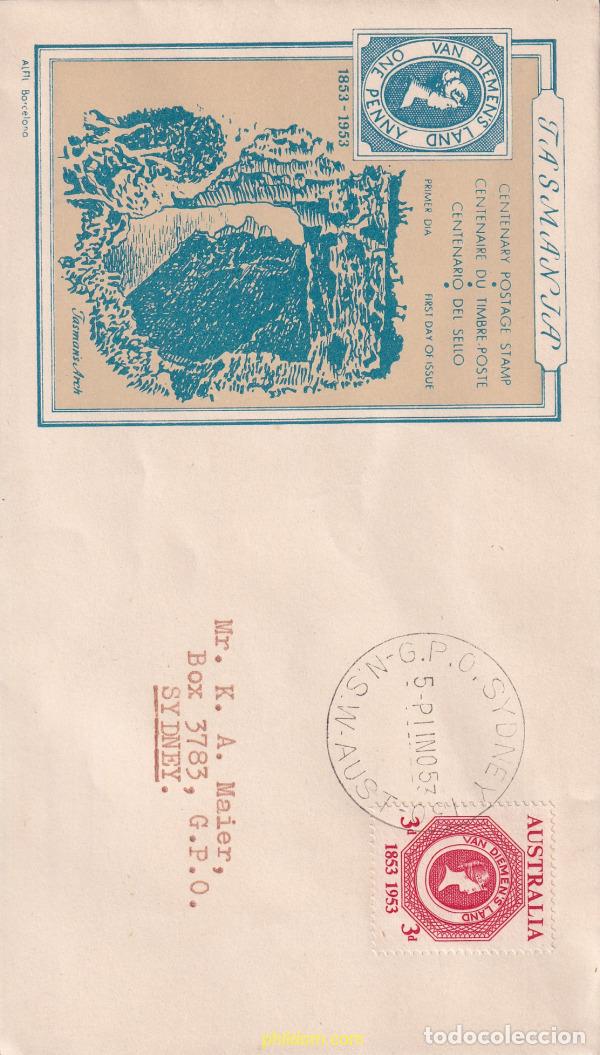 Sellos: 724340 USED AUSTRALIA 1953 CENTENARIO DEL SELLO DE VAN DIEMEN